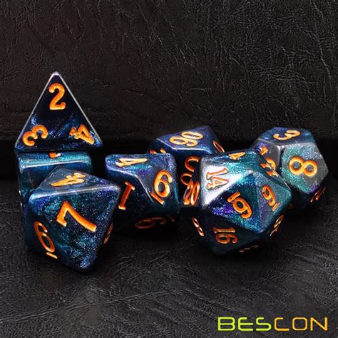 Bescon Starry Night Dice Set Series 7pcs Polyhedral Rpg Dice Set Milky
