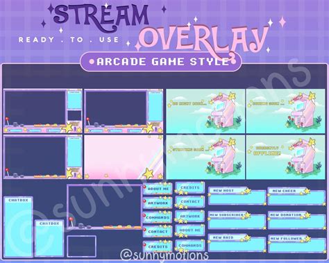 Full Animated Twitch Stream Package Cute Pink Arcade Crane Machine