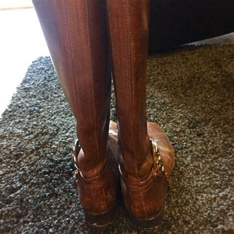 Tory Burch Shoes Tory Burch Leather Riding Boots Brown With Gold Poshmark