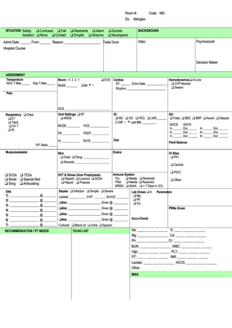 This is a mini sbar nursing brain report sheet. 21 Nursing Templates free to download in PDF