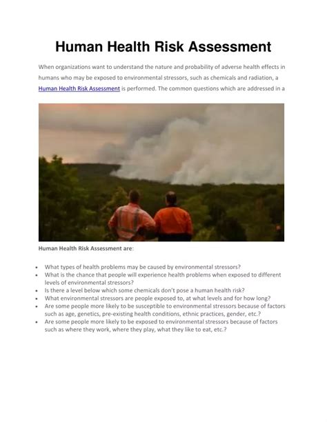 PPT Human Health Risk Assessment USA And Canada PowerPoint
