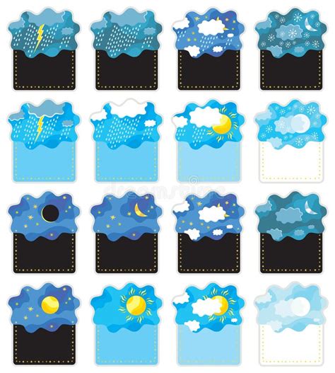 Weather Banners Day Night Vector Stock Vector Illustration Of Rain