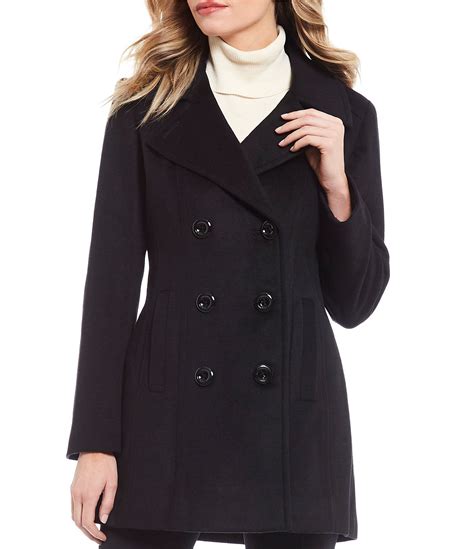 Petite Size Double Breasted Wool Blend Pea Coat Anne Klein Peacoat