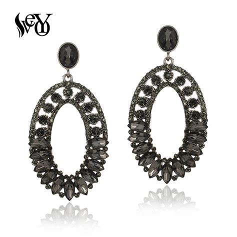 Veyo Pendientes Colgantes De Cristal Estilo Bohemio Para Mujer Aretes Redondos Con Diamantes De