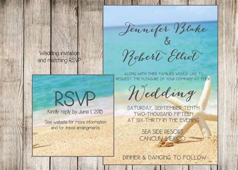 Beach Wedding Invitation Starfish And Sand At The Beach