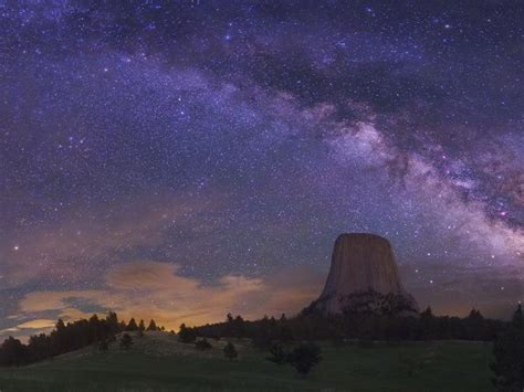 At The Devils Tower In Wyoming Starry Night Sky Milky Way Night Skies