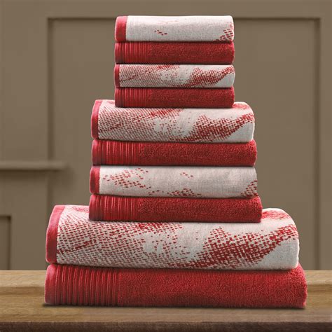 Impressions Edaline Marbled Cotton 10 Piece Towel Set Terra Cotta
