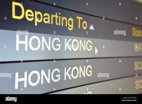 Computer Screen Closeup Of Hong Kong Flight Status Stock Photo Alamy