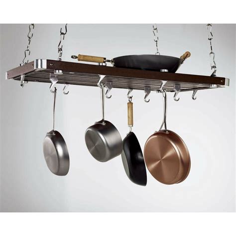 Display & organize — specially designed to hold pots, pans, utensils, cookbooks, bakeware, plants, and. Concept Housewares Rectangular Ceiling Mounted Pot Rack ...