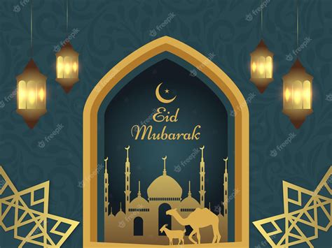 Premium Vector Eid Mubarak Religious Islamic Silhouettes With