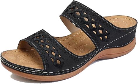 Women Wedge Sandals Comfortable Soft Sole Open Toe Leather Sandals Summer Outdoor Ladies