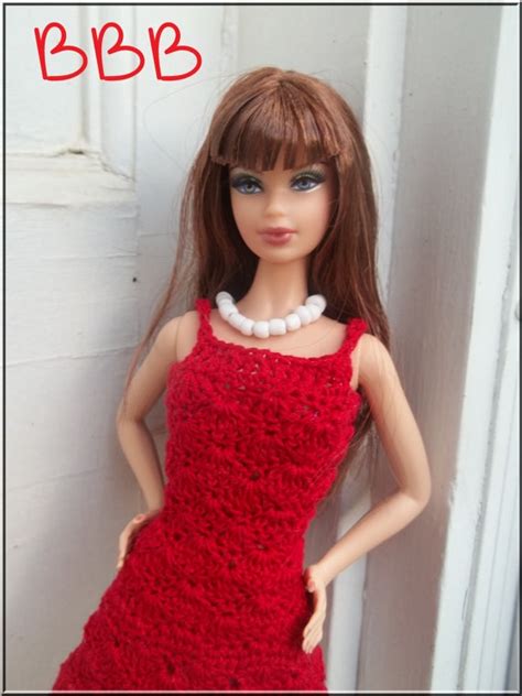 barbie clothes crochet red spaghetti strap party dress knee etsy barbie clothes crochet