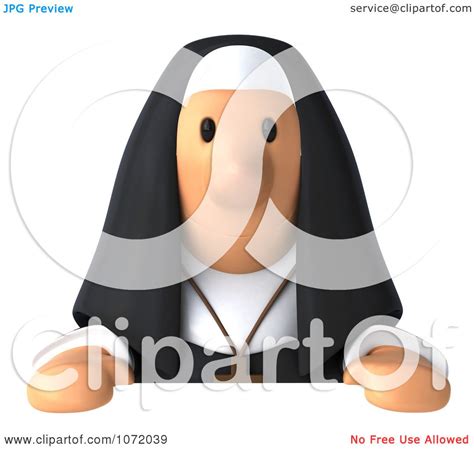 Clipart 3d Nun Holding A Sign 3 Royalty Free Cgi Illustration By