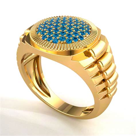 Genuine 1ctw Round Blue Diamond Mens Engagement Ring 10k Gold Ebay