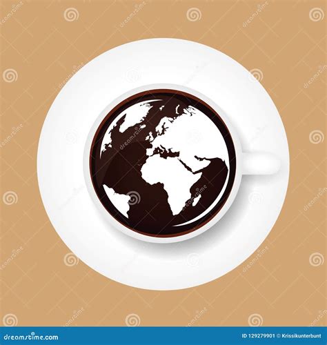 World Map In Coffee Cup Stock Vector Illustration Of Black 129279901