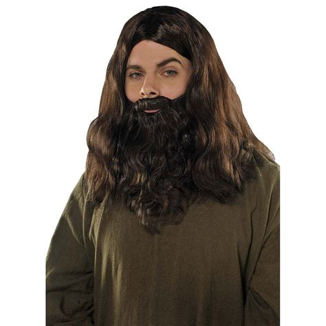 Wig Beard Mens Adult Brown Harry Potter Hagrid Barbarian Costume Set