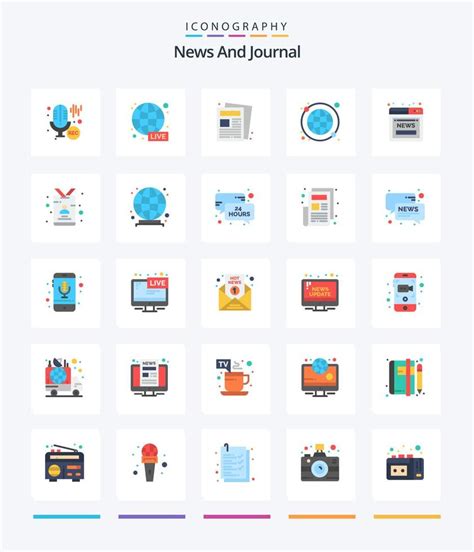 Paquete De 25 Iconos Planos De Noticias Creativas Como Noticias En