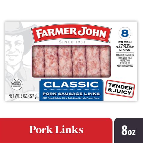 Farmer John Classic Pork Breakfast Sausage Links 8 Count 8 Oz