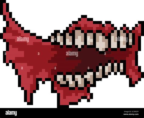 Vector Pixel Art Zombie Mouth Isolated Cartoon Stock Vector Image Art
