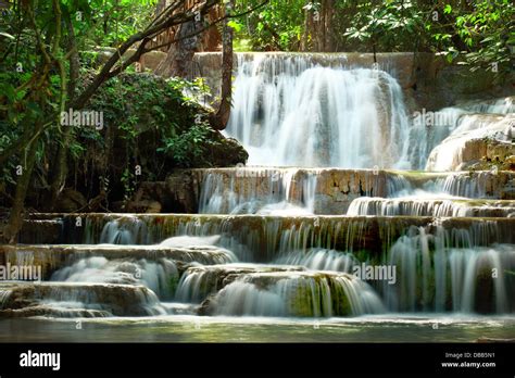 Huay Mae Kamin Waterfall In Kanchanaburi Thailand Stock Photo Alamy