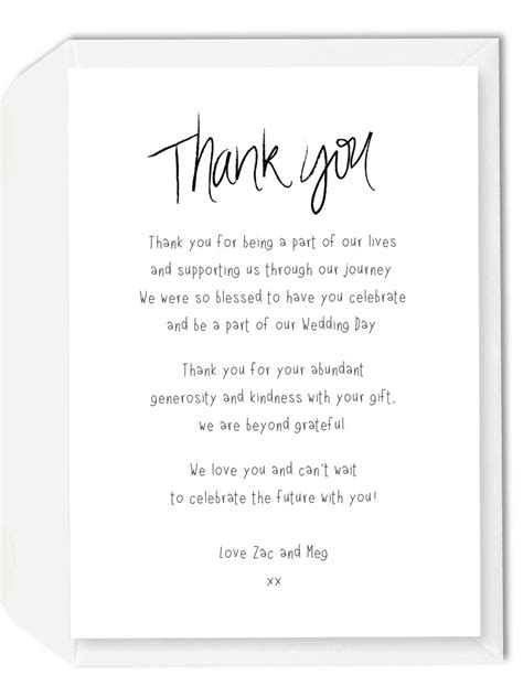 If you are crafting a more personal message for your wedding thank you notes or bridal shower thank you cards, you might select a warmer closing. 5 Wording Ideas for Your Wedding Thank You Cards - For the Love of Stationery