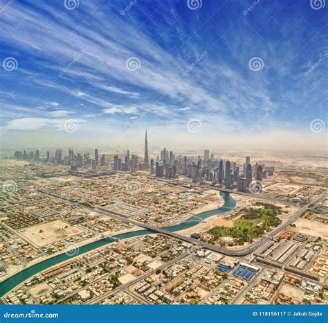 Aerial View Of Dubai Downtown Stock Image Image Of Burj High 118156117