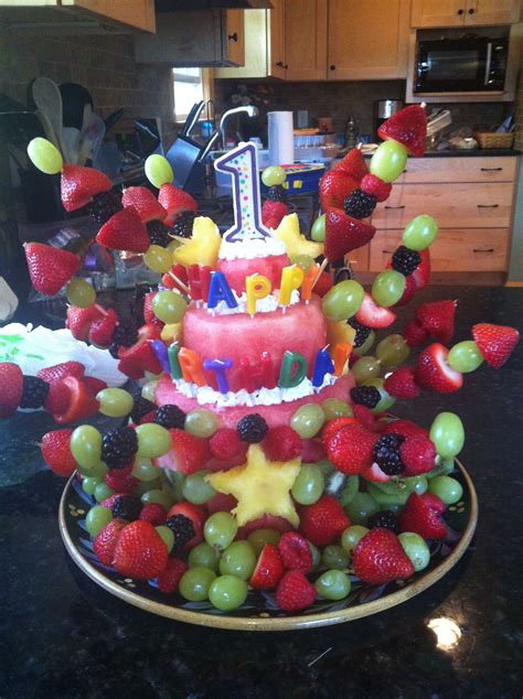 Birthday Cake Made Out Of Fruit Party Ideas In 2019 Birthday Cake