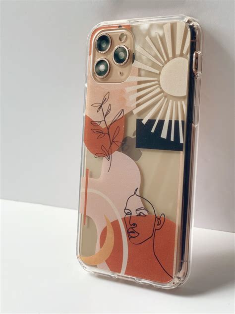 Modern Line Art Collage Clear Phone Case Vintage Phone Case Collage