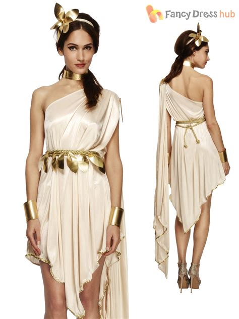 ladies fever greek roman grecian goddess toga fancy dress costume womens outfit griechische