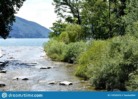 Switzerland. Sunshine Lugano And Lago Di Lugano. Muntains And Lake Stock Image - Image of lugano ...