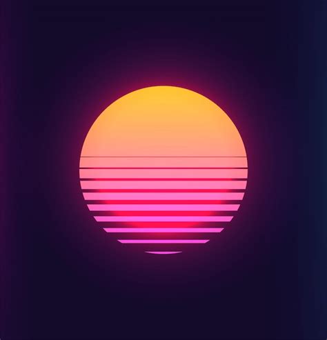 Vintage Futuriste Rétro Coloré Coucher De Soleil Rétro Des Années 80