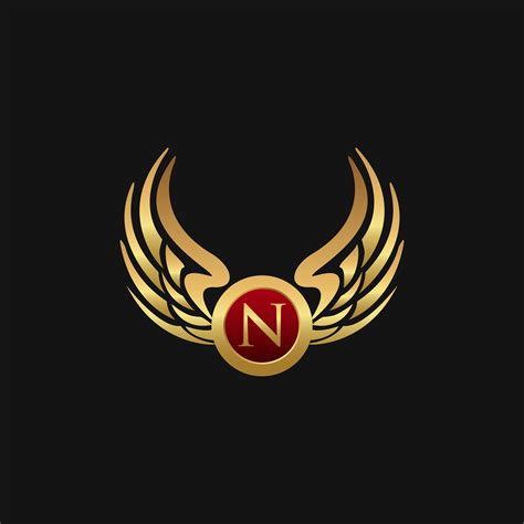 Luxury Letter N Emblem Wings Logo Design Concept Template 611761 Vector