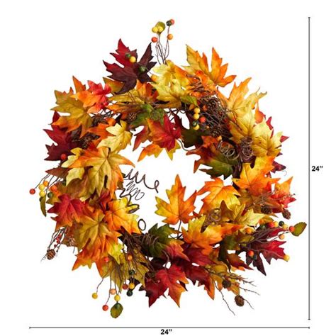 24 Autumn Maple Leaf And Berries Fall Wreath Michaels
