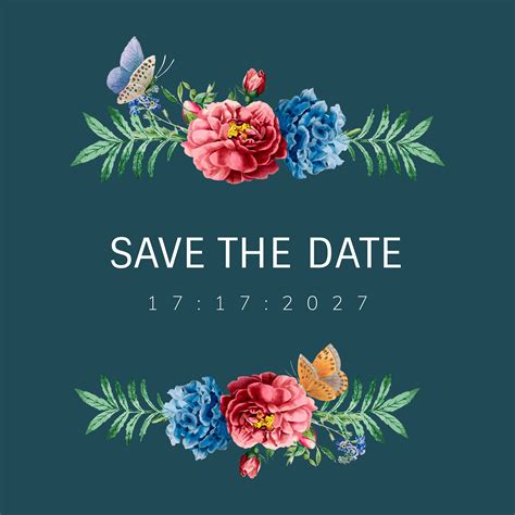 Save The Date Floral Template