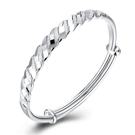 Attractive Platinum Plated 925 Sterling Silver Fashion Bangle With
