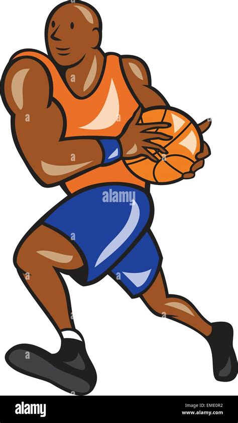 Basketball Player Dribbling Ball Cartoon Cut Out Stock Images