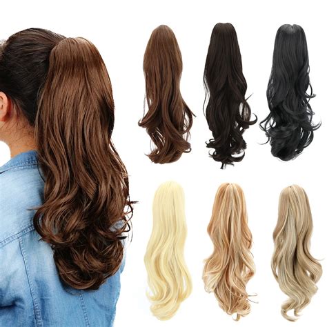 18 Synthetic Ponytail Wig Claw Clip On Ponytail Extensions Long Wave
