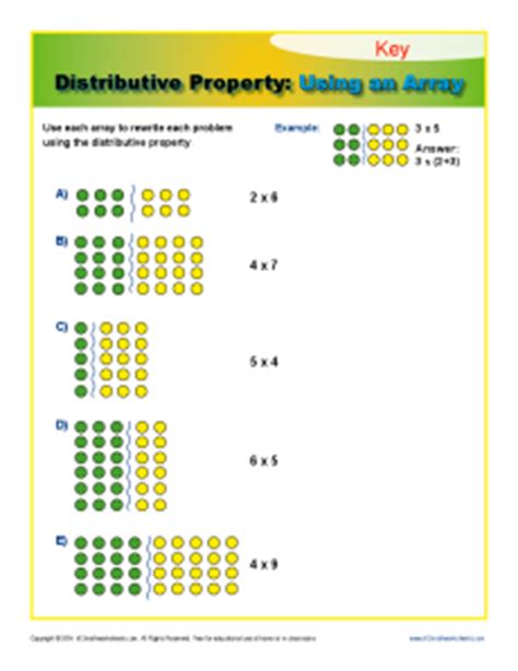 Distributive Property: Using an Array | 3rd Grade Math Worksheets