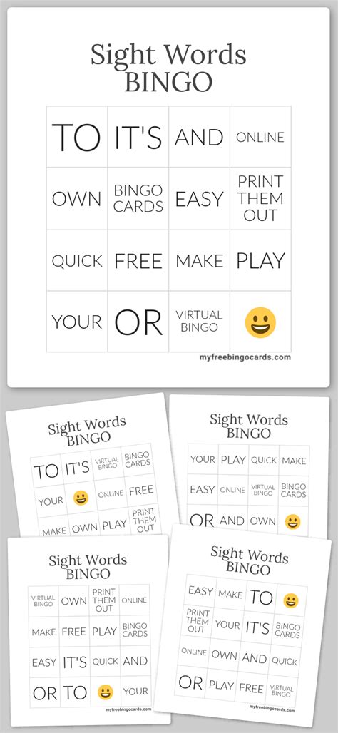 Virtual Sight Words Bingo