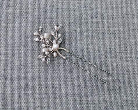 Pearl Hair Pin With Marquise Crystals Silver Hair Pin Pearl Hair