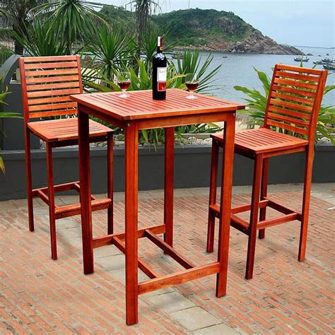 Acrylic 42 square kd pedestal bar umbrella table. 3 Piece Outdoor Bar Set V495SET1 | Bizchair.com