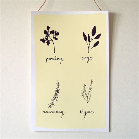 parsley sage rosemary and thyme print screen printing silk screen printing rosemary tattoo