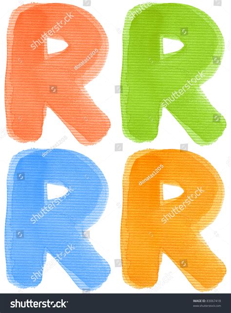 Watercolor Alphabet Letter Different Colors Isolated Stock Photo