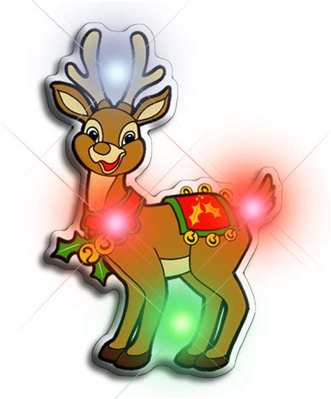 Light Up Christmas Reindeer Flashing Blinking Led Body Light Lapel Pins 5 Pack