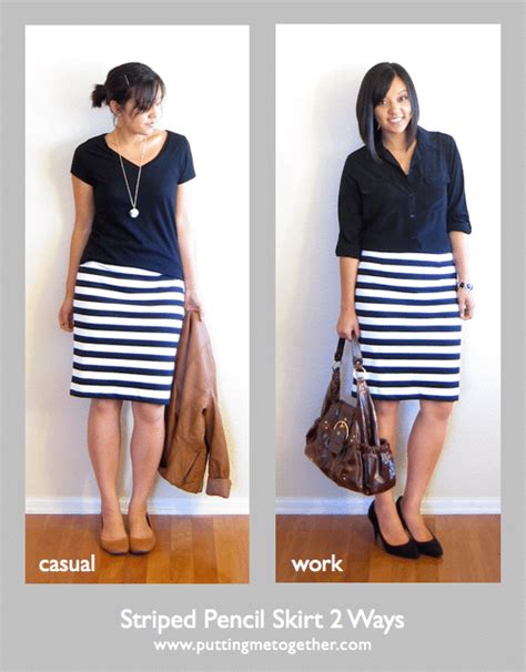 Two Ways To Wear A Striped Pencil Skirt Putting Me Together