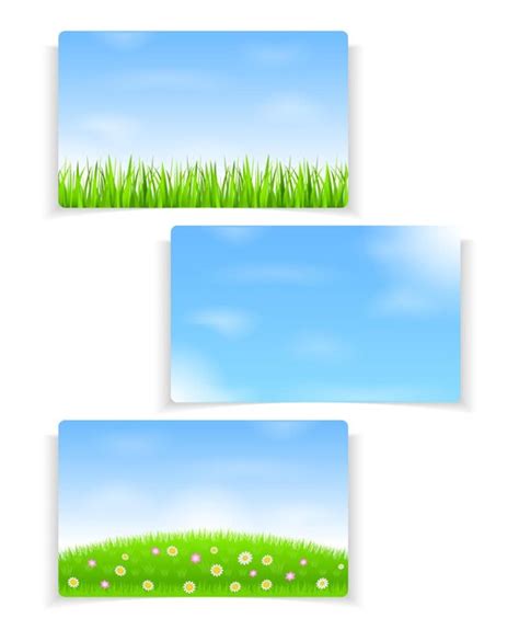 Premium Vector Summer Background With Blue Sky And Green Grass