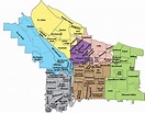 Portland distritos mapa - Mapa de Portland distritos de Oregon (estados ...