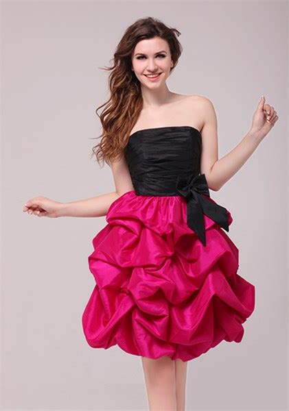 Hot Pink And Black Homecoming Cocktail Dressesblack Top Pink Bottom