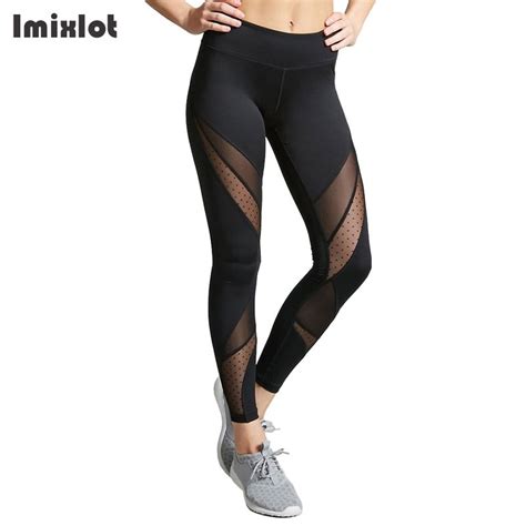 imixlot sexy women leggings gothic insert mesh design trousers pants big size black capris