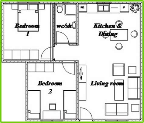 Two Bedroom Bungalow Floor Plans Floorplansclick